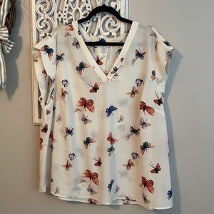 Cream Butterfly Blouse 2X